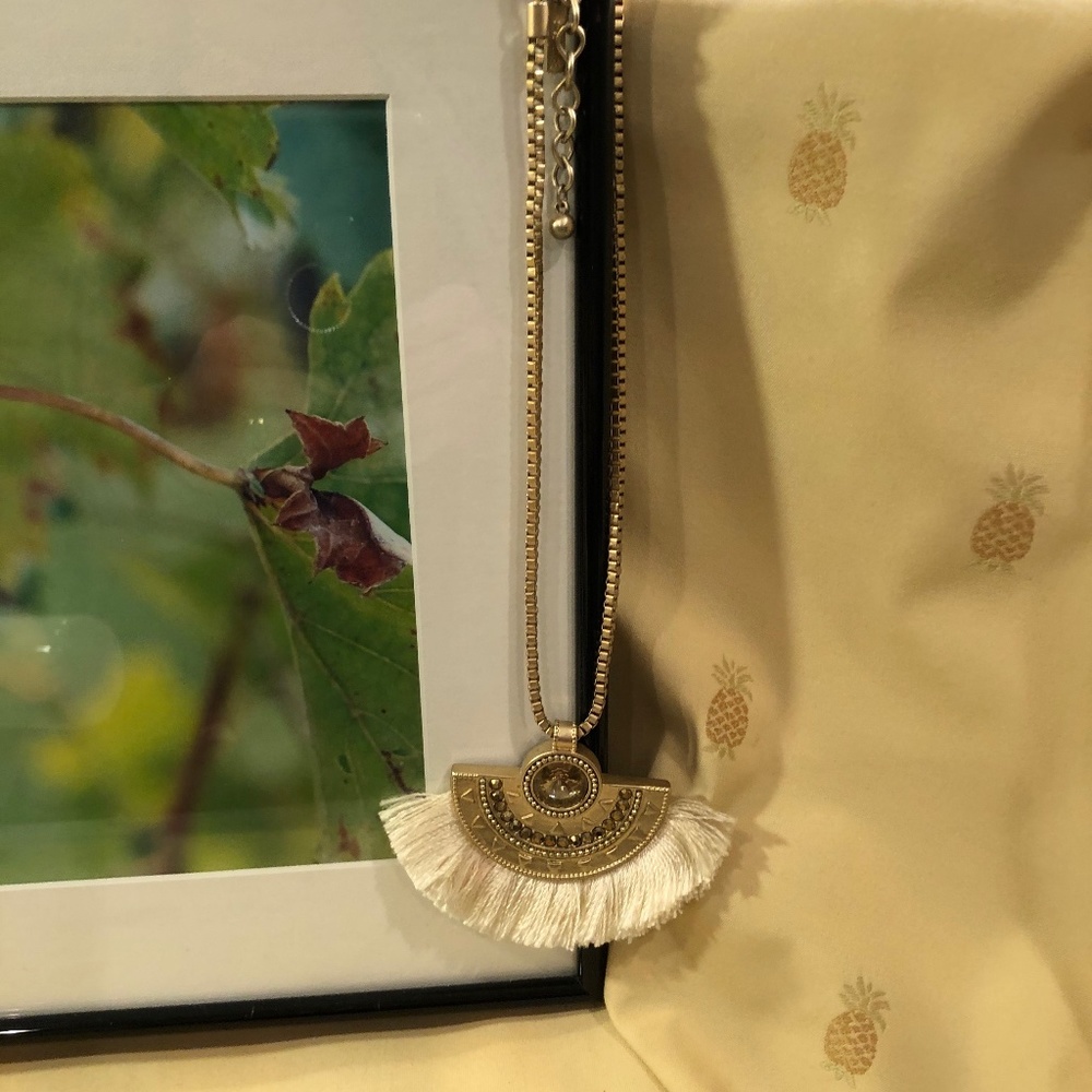WHBM  Gold Tone Fun Necklace With Rhinestones